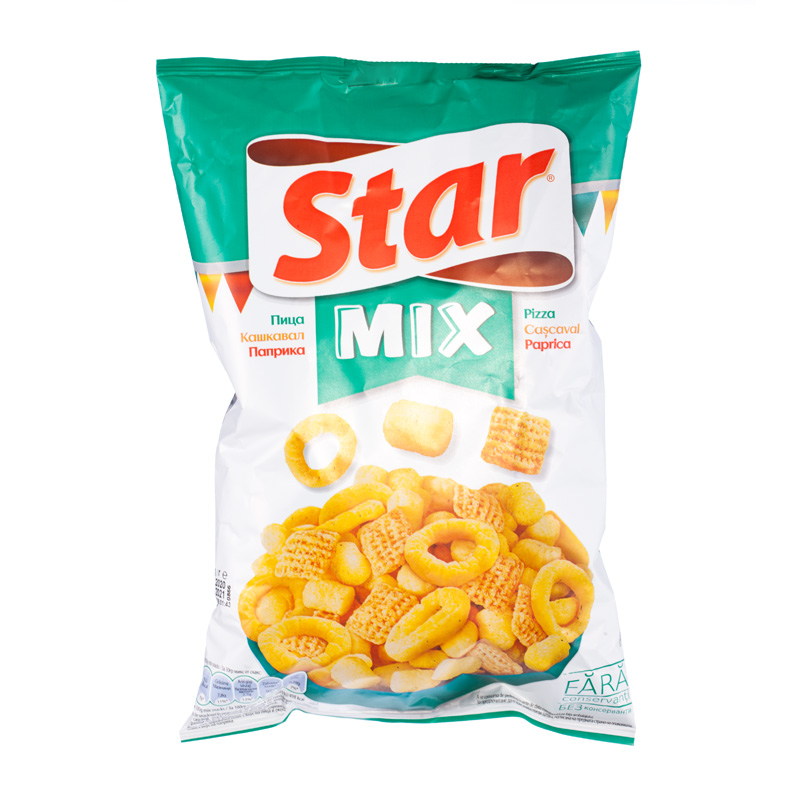 Star Mix Corn Snack Pizza-, Paprika- und Gelbem Käse