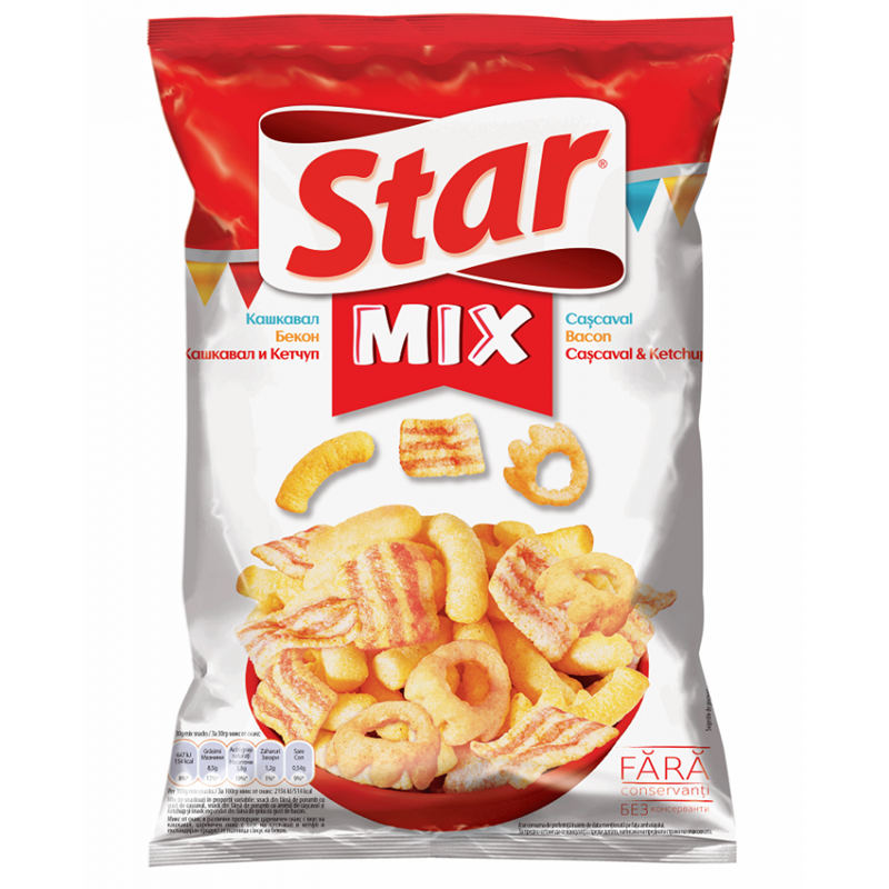 Star Mix Corn Snack Speck Gelbem Käse, Ketchup