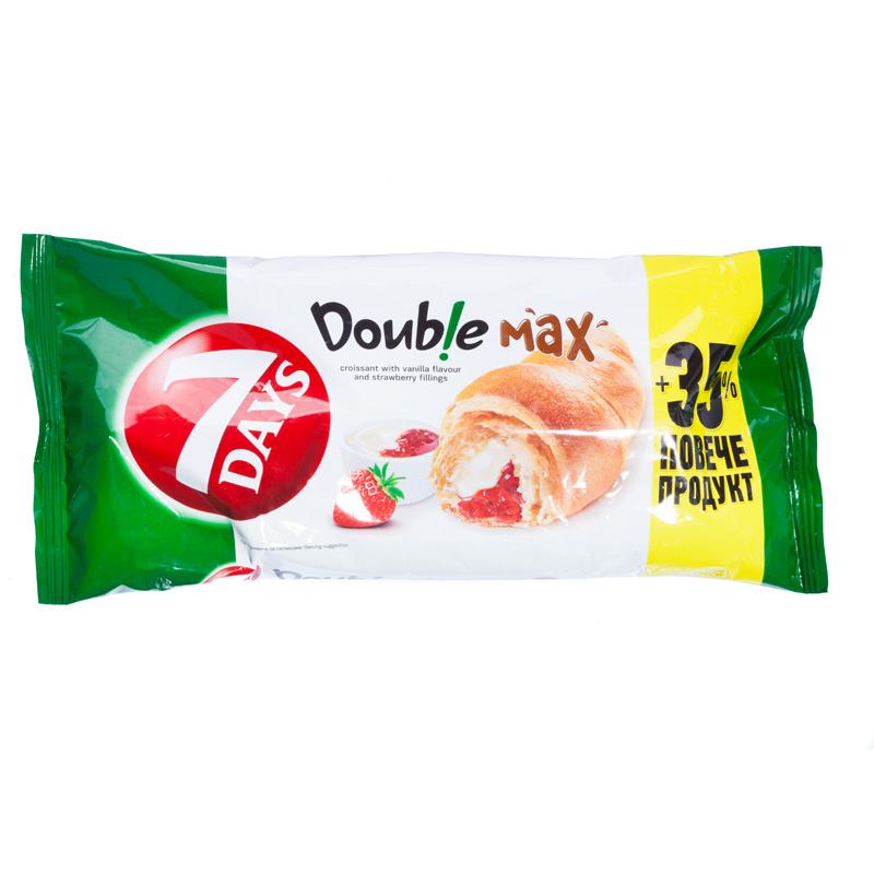 7 Days Double Max Croissant mit Vanille- und Erdbeerfüllung