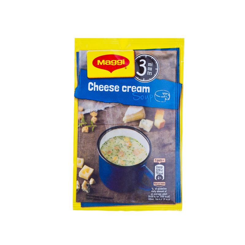 Maggi Köstliche Tasse Suppe mit Käse und Croutons